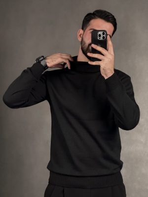 یقه اسکی بافت رنگ مشکی