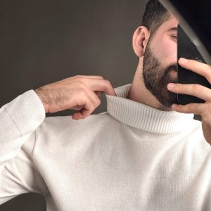 یقه اسکی بافت رنگ سفید