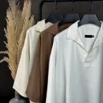 تیشرت یقه دار کتان کجراه